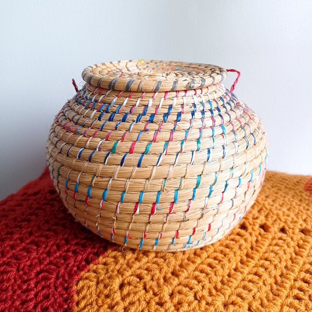 Vintage Boho Handmade Maya Storage Basket